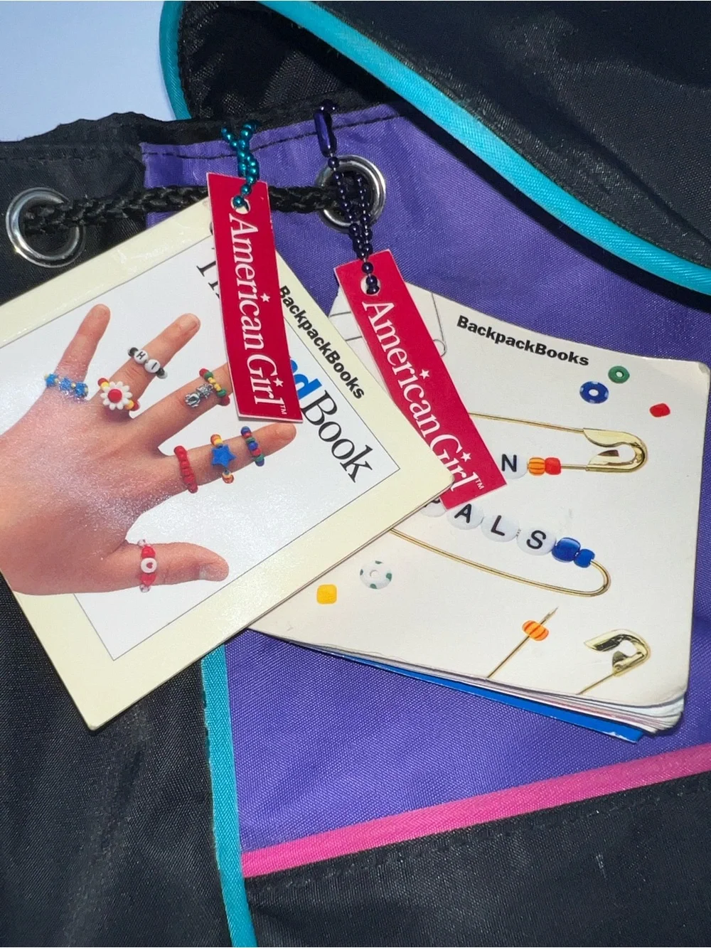 American Girl 90s Dress Like Your Dolls Backpack w/3 Backpack Books-Black/Multi